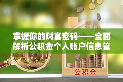 清涧掌握你的财富密码——全面解析公积金个人账户信息管理与优化